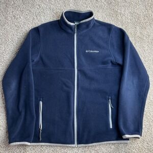Columbia Jacket Mens Medium Blue Fleece Full Zip Stand Collar Outdoor Hiking